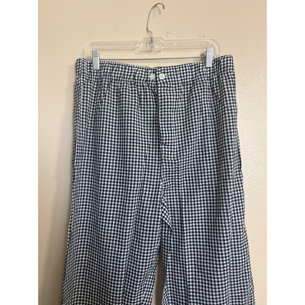 Fruit of the Loom Navy Gingham Pajama Pants Women's Large 100% Cotton Sleepwear